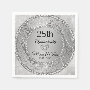 Silberflorentasche und Herz Serviette