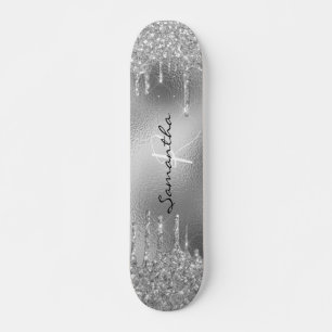 Silberfolie Glitter-Monogramm Skateboard