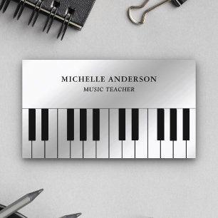 Silberfolie Klavier Tasten Musiker Pianist Visitenkarte