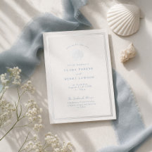 Silberfolie-Küsten-Muschel-Hochzeitseinladung