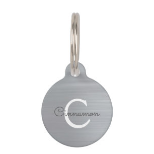 Silberfolie Metallic Monogramm Name Haustiermarke