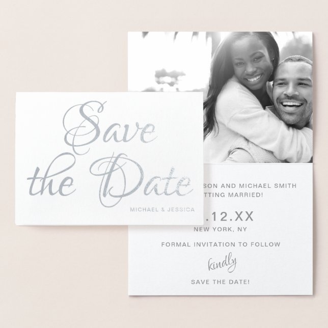 Silberfolie Save the Date mit Foto Folienkarte (Anzeige)