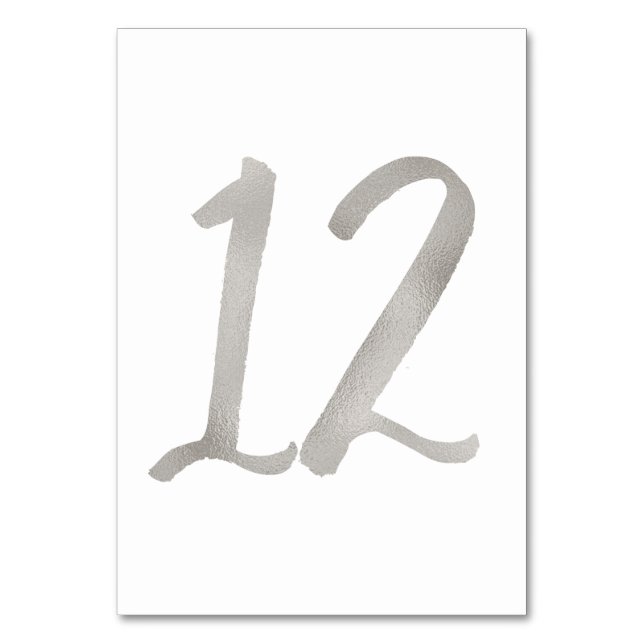 Silberfolie schick Hochzeitsfeier Tischnummer | Ta (Rückseite)