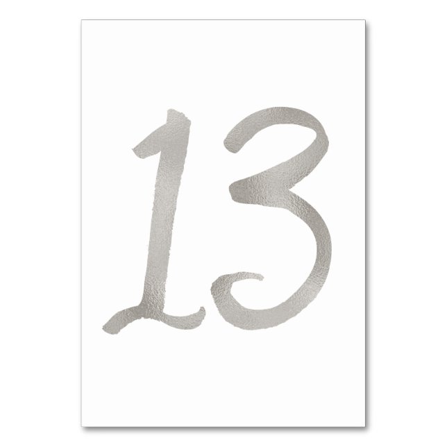 Silberfolie schick Hochzeitsfeier Tischnummer | Ta (Rückseite)