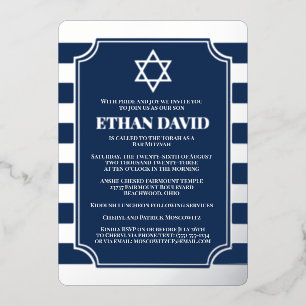 Silberfolie Streifen Bar Mitzvah Einladung mit Sta