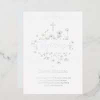 Silberfolie Text Taufe empfindliche Blume