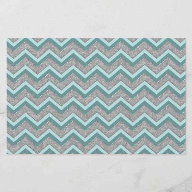 Silberfolie und Aquamarines ZigZag Briefpapier (Vorderseite)