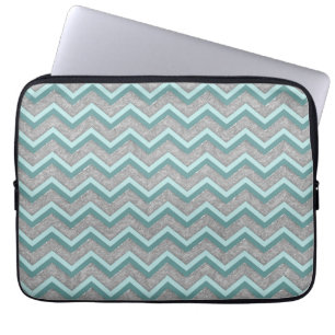 Silberfolie und Aquamarines ZigZag Laptopschutzhülle