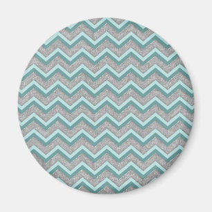 Silberfolie und Aquamarines ZigZag Magnet