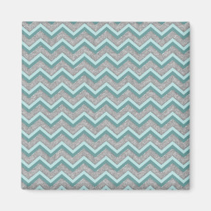 Silberfolie und Aquamarines ZigZag Magnet