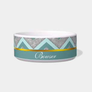 Silberfolie und Aquamarines ZigZag Napf
