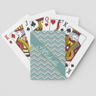 Silberfolie und Aquamarines ZigZag Spielkarten