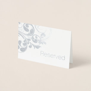 Silberfolie Wirbel Elegante Flourish Reserviert Folienkarte