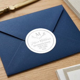 Silberfolien-Kranz Individuelles Monogramm Rücksen Runder Aufkleber