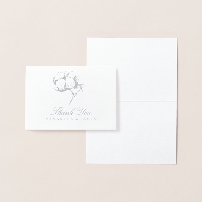 Silberfolien Single Cotton Boll Pflanze Etch Weddi Folienkarte (Anzeige)