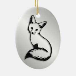 Silberfuchs Keramikornament