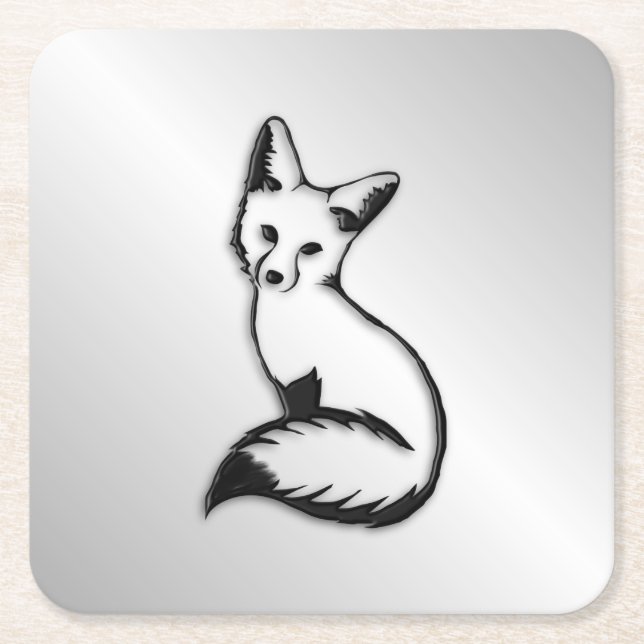 Silberfuchs Rechteckiger Pappuntersetzer (Vorderseite)