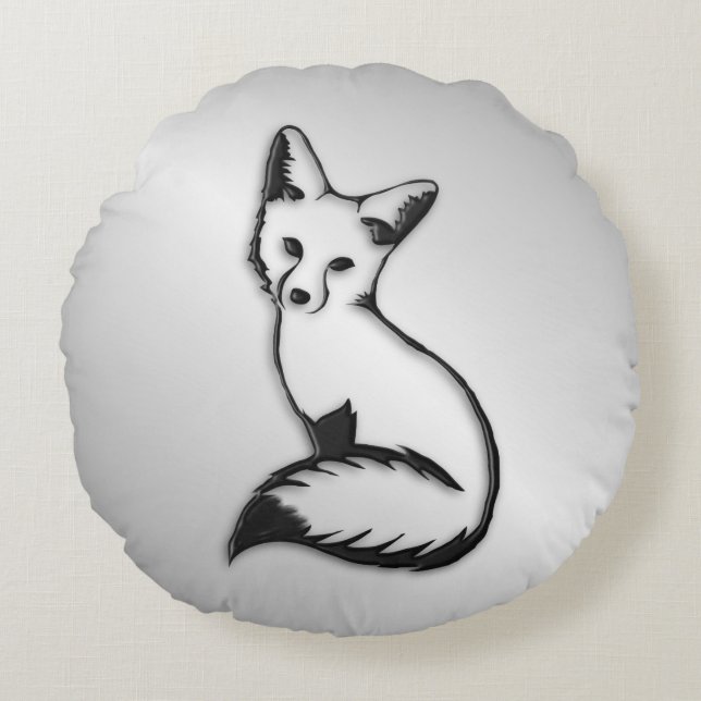 Silberfuchs Rundes Kissen (Vorderseite)