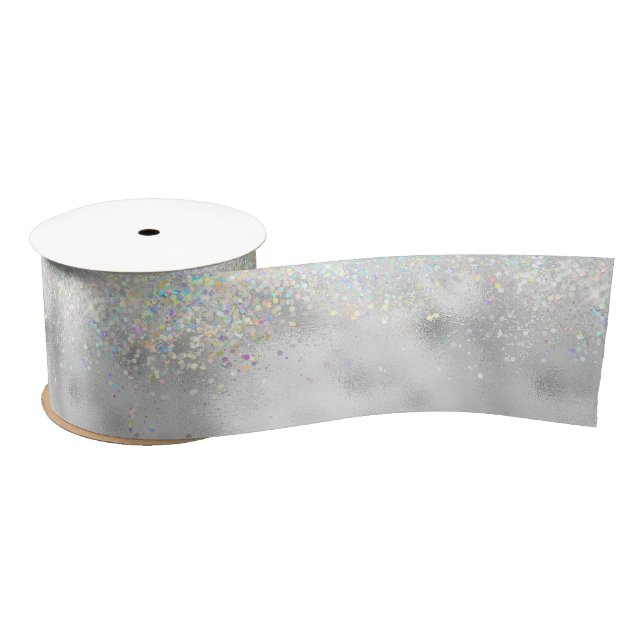 Silberfunkel niedlich Glitzer Satinband (Spule)