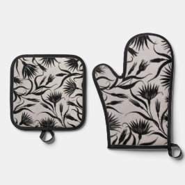 Silbergequiltete Hitze, Ofen-Mitt und Pot-Ho Ofenhandschuh & Topflappen-Set