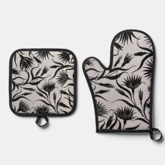 Silbergequiltete Hitze, Ofen-Mitt und Pot-Ho Ofenhandschuh & Topflappen-Set