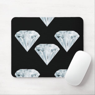 Silberglänzende Diamanten auf schwarz Mousepad