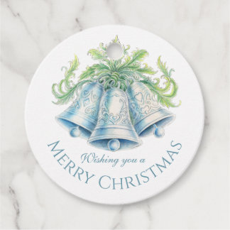 Silberglocken Aquarell grün Frohe Weihnachten Geschenkanhänger