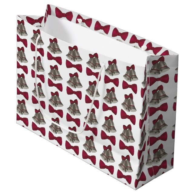 Silberglocken Hochzeitsfeier Bell Gift Bag Große Geschenktüte (Vorderseite Schrägansicht)