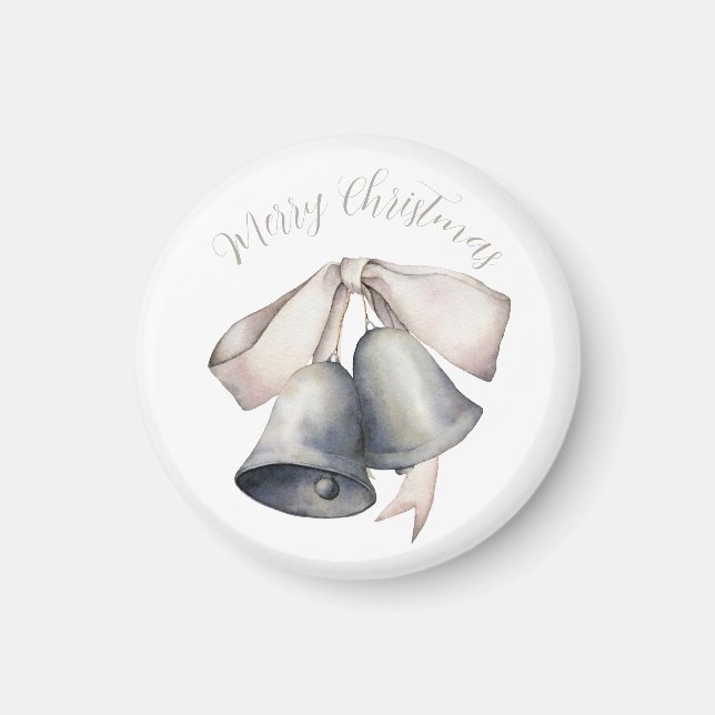 Silberglocken mit Gold Bow Weihnachten Magnet (Vorne)