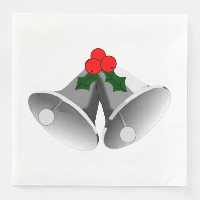 Silberglocken und Holly Paper Napkin Serviette (Vorderseite)