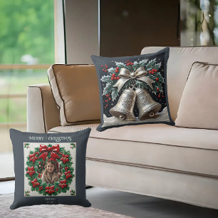 Silberglocken und Holly-Throw-Kissen Kissen