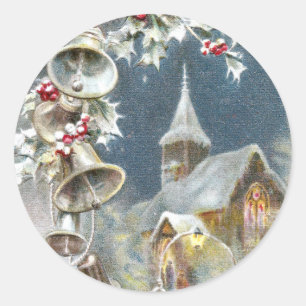 Silberglocken und Kirchenweiden Weihnachten Runder Aufkleber