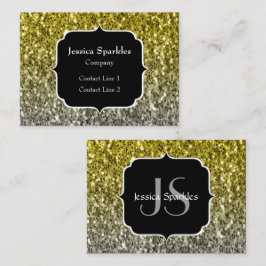 Silbergold dunkle Glitzern Glitzer ombre Monogram Visitenkarte