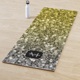 Silbergold dunkle Glitzern Glitzer ombre Monogram Yogamatte