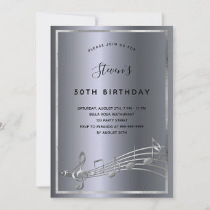 Silbergold-Musiknoten zum Geburtstag Party Einladung