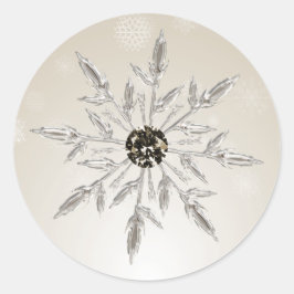 Silbergold Schneeflocken Winterkleber Runder Aufkleber