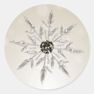 Silbergold Schneeflocken Winterkleber Runder Aufkleber