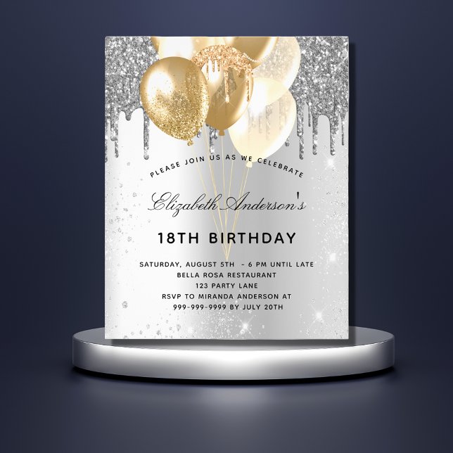 Silbergoldballons zum Geburtstag des Haushalts Gli Flyer (Von Creator hochgeladen)