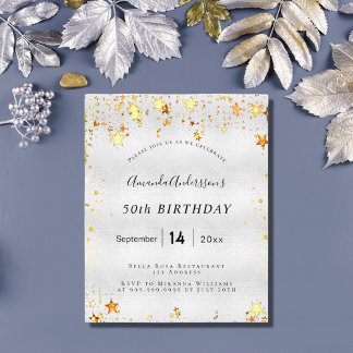 Silbergoldensterne zum Geburtstag Einladung Flyer