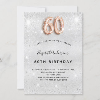 Silbergoldgold-Glitzer zum 60. Geburtstag Einladung
