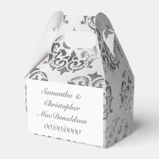 Silbergrau-Damastmuster Hochzeit Geschenkschachtel