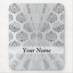 Silbergrau-Damastmuster Mousepad