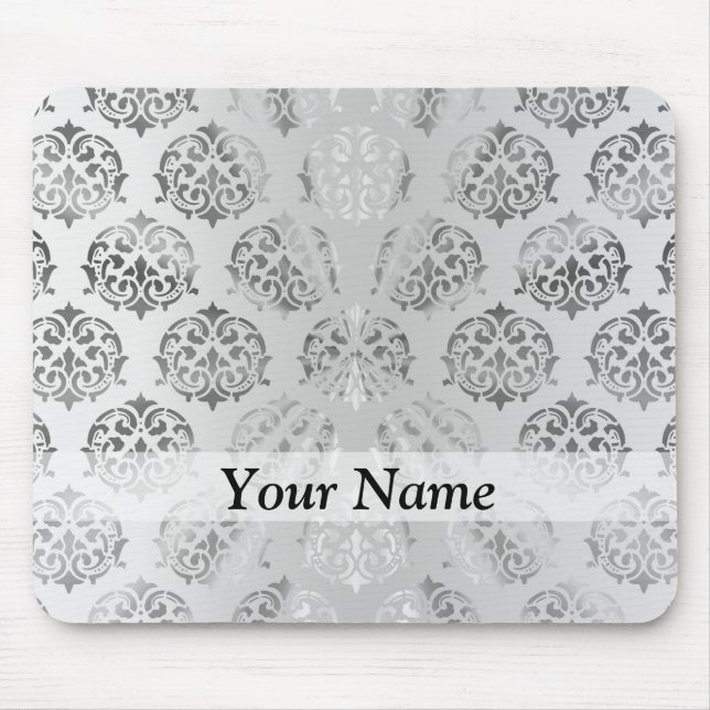 Silbergrau-Damastmuster Mousepad (Vorne)