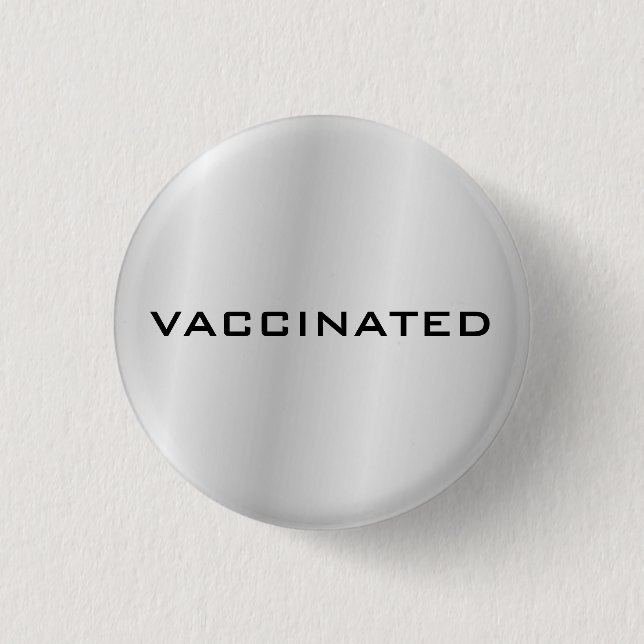 Silbergrau geimpfte Coronavirus-Pandemie Button (Vorderseite)