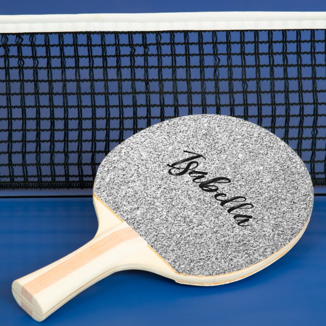 Silbergrau-Glitzer Glitzern Individuelle Name Tischtennis Schläger (InSitu)