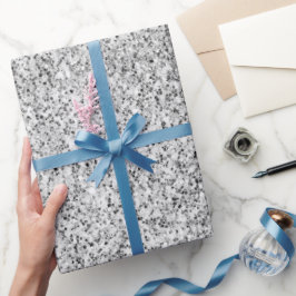Silbergrau-Glitzer Glitzern Schwarz-weiß Geschenkpapier