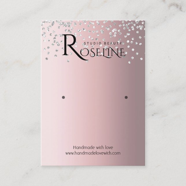 Silbergrau-rosa-Glitzer-Schmuckschmuck Visitenkarte (Vorderseite)