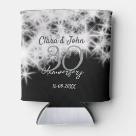 Silbergrau schwarz 30. Hochzeitstag Glitzer Dosenkühler