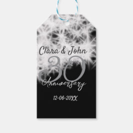 Silbergrau schwarz 30. Hochzeitstag Glitzer Geschenkanhänger