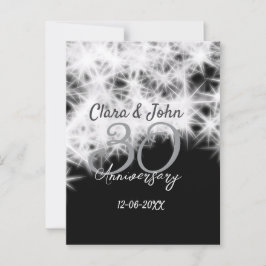 Silbergrau schwarz 30. Hochzeitstag Glitzer Postkarte